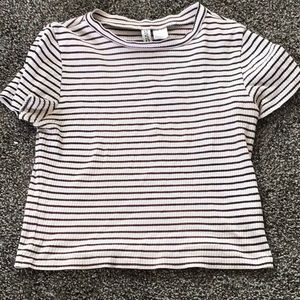 Divided striped brown and white crop top